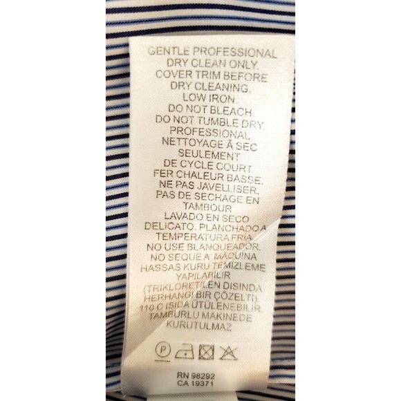 Tibi  Blue Jones Asymmetric Striped Shirt Tortoiseshell Buttons Sz 4 - Picture 10 of 11